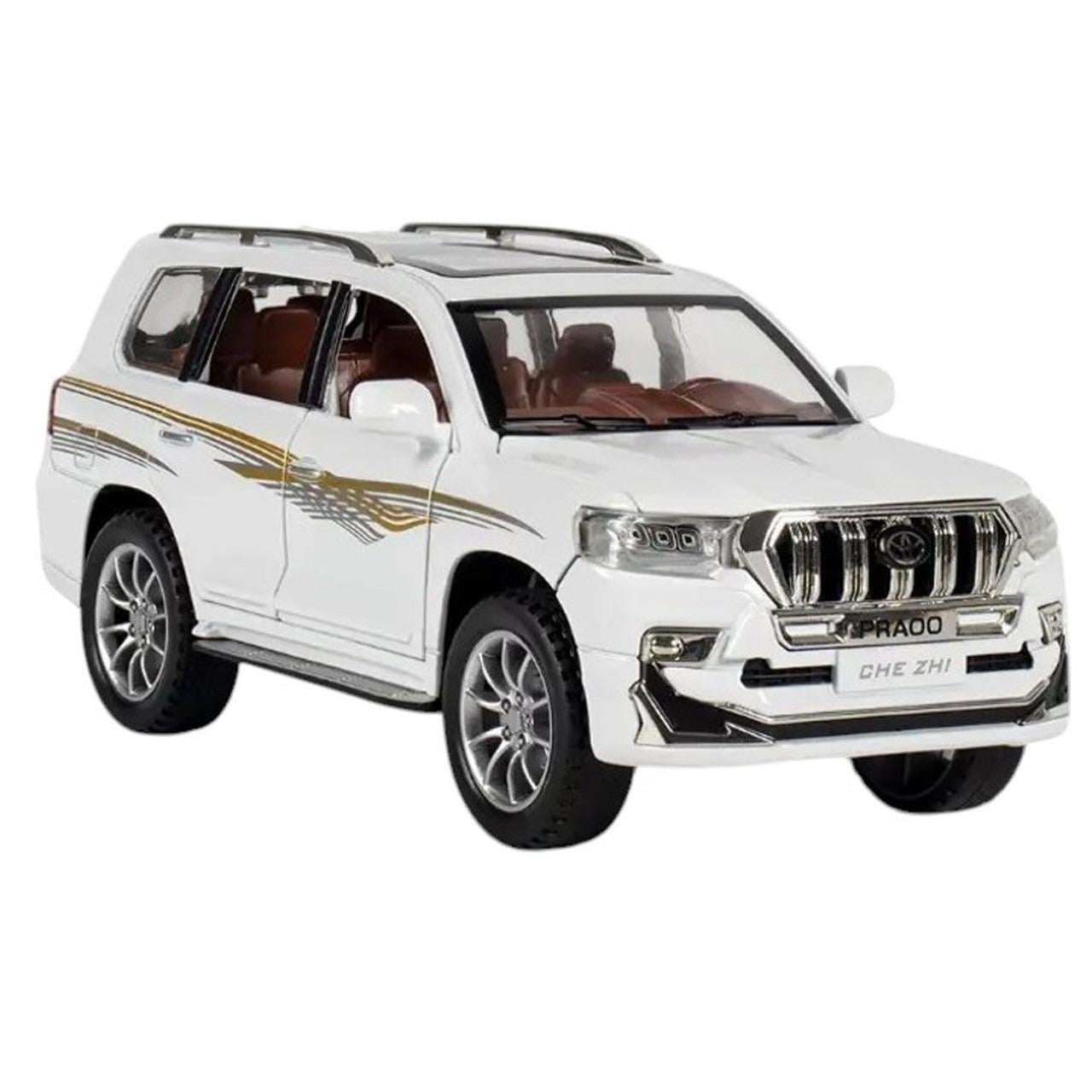 Машинка детская металлическая инерционная Toyota Prado 1:24 звук/свет Белый (G192688-CZ124)
