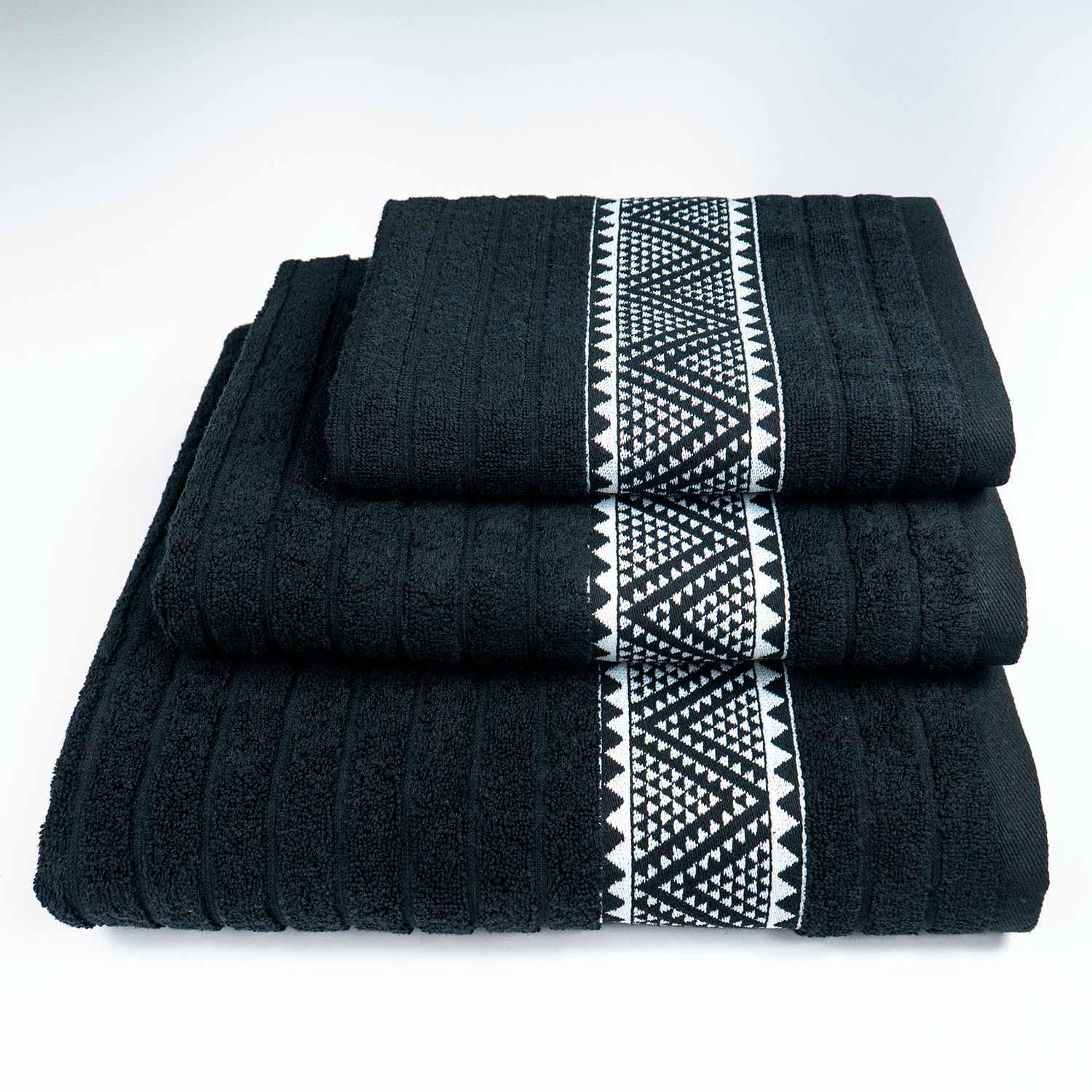 Комплект махрових рушників GM Textile Зіпп 3 шт. Чорний (500-3k-zipp-Black)