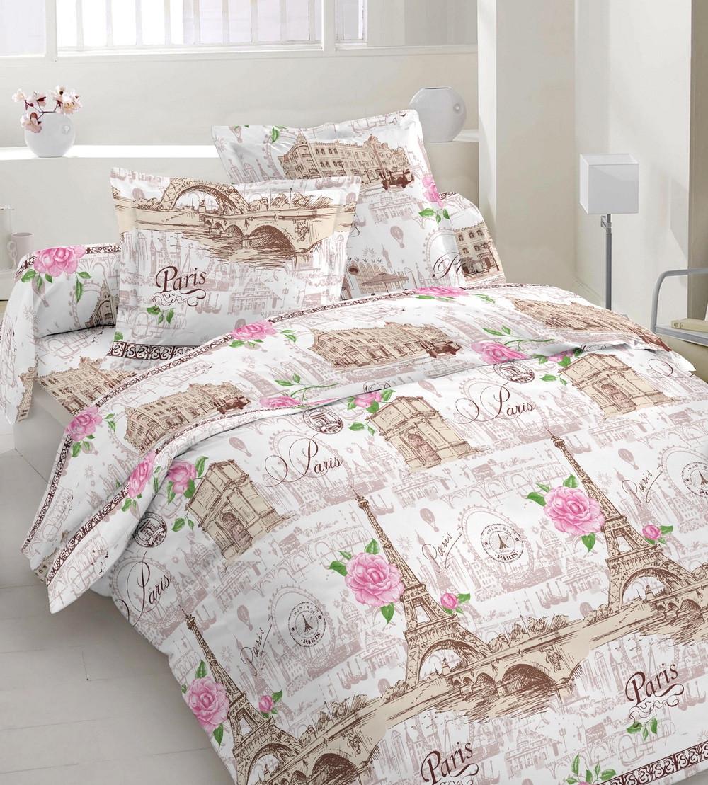 Простынь на резинке Вилена Голд Свидание в Париже бязь 160х200 см/25 см