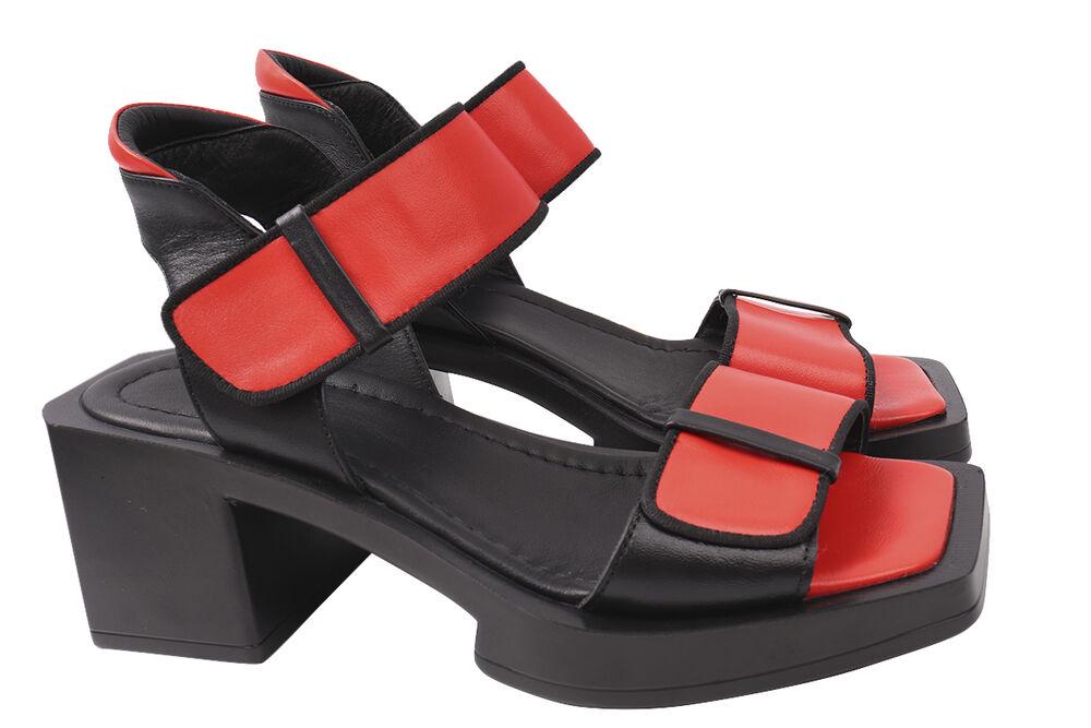 Босоножки женские Aquamarin из кожи на большом каблуке р. 36 Красный (1969-21LBC)