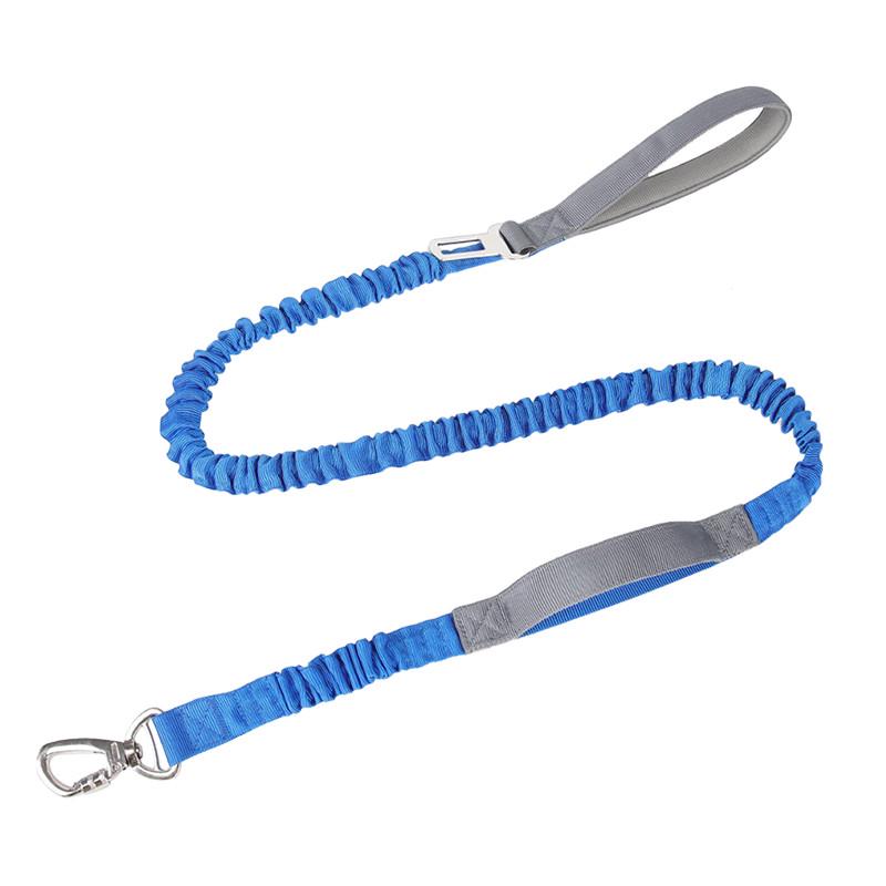 Поводок для собак с амортизатором и автомобильным креплением 125-190 см Голубой (2663051286)
