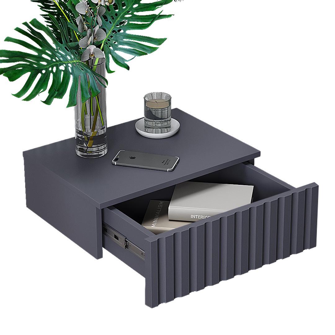 Тумба прикроватная DiPortes Саванна К-503 МДФ 40х16х30 см Антрацитовый/Графитовый (01230)