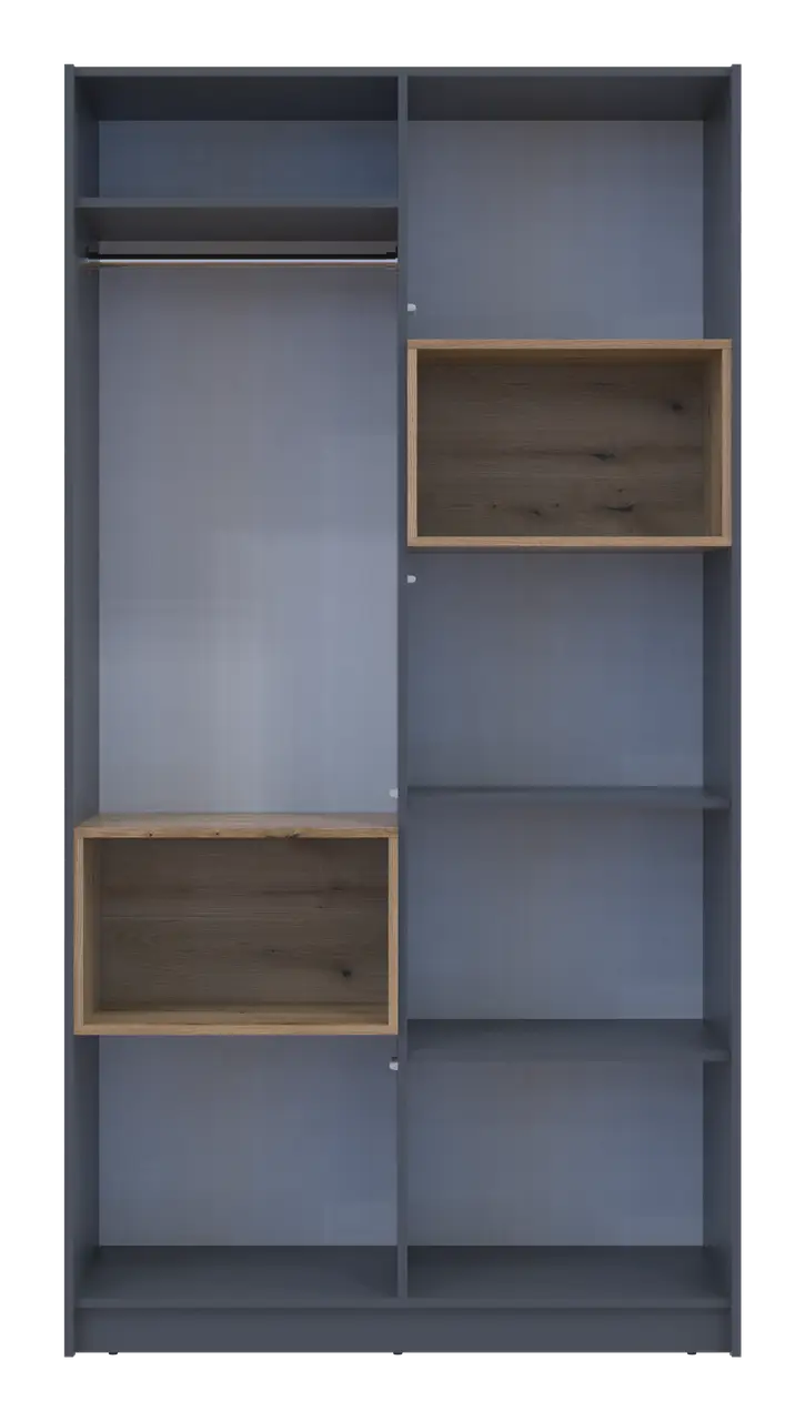 Шафа для одягу з нішею Doros Дейл 2 ДСП 115,2х52х220 см Графітовий/Дуб Евок (80737722) - фото 4 Шафа для одягу з нішею Doros Дейл 2 ДСП 115,2х52х220 см Графітовий/Дуб Евок (80737722) - фото 4