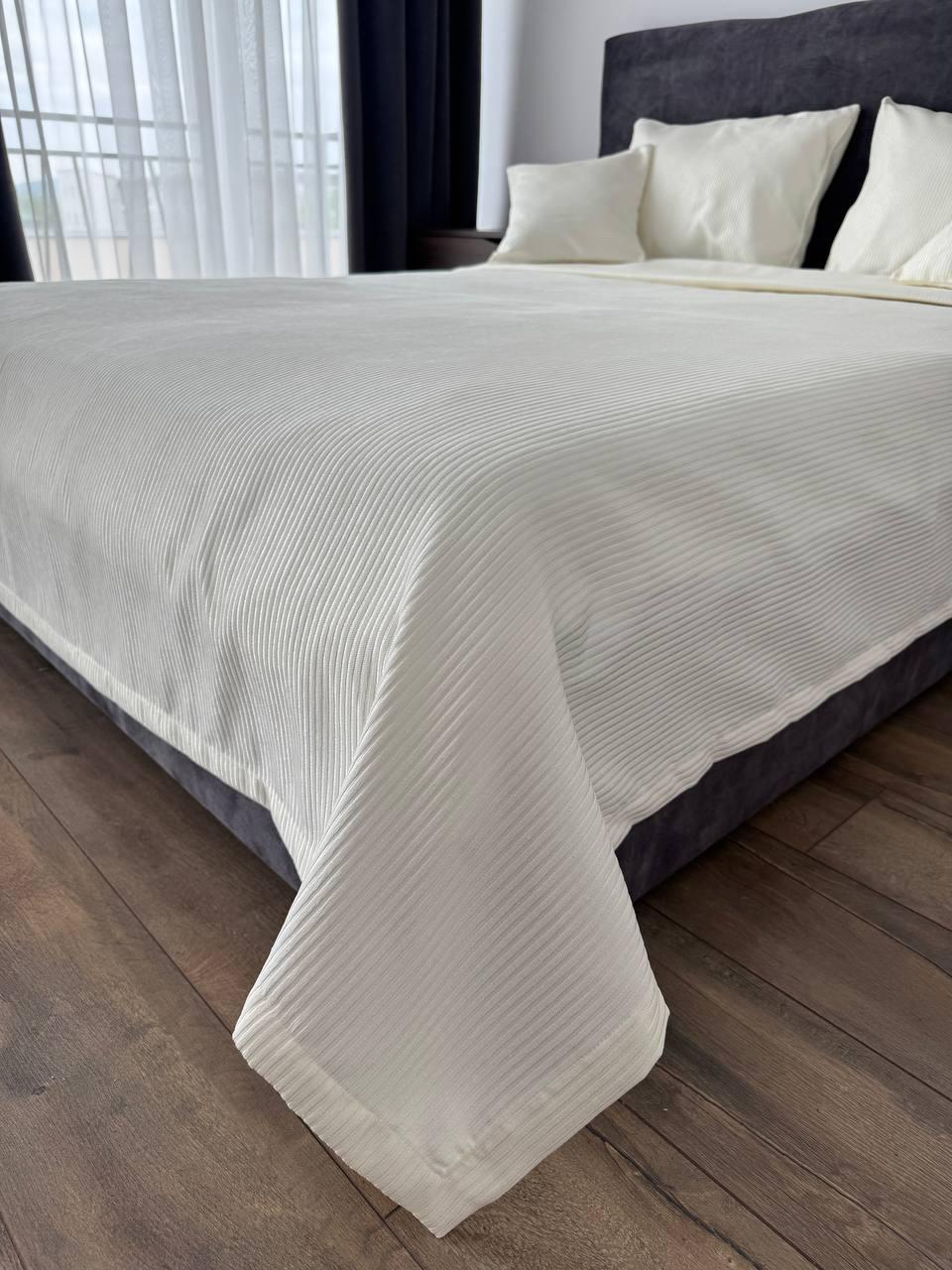 Покрывало с премиальными полосками хлопок 260х250 см Молочный (73901-2-260x250cm) - фото 2 Покрывало с премиальными полосками хлопок 260х250 см Молочный (73901-2-260x250cm) - фото 2