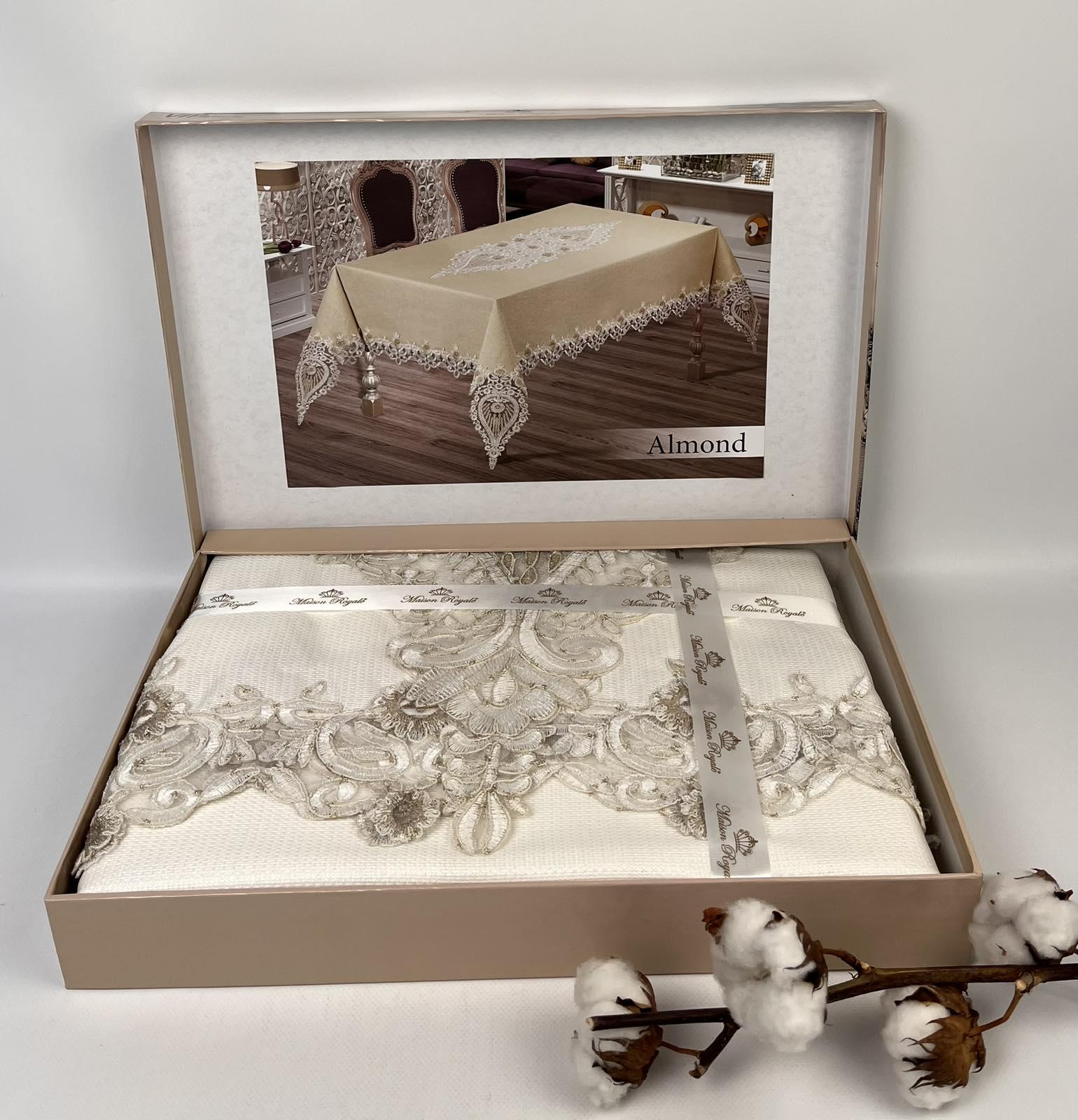 Скатерть с кружевом Maison Royale Almond 160x350 см Cappucino (CN26498) Скатерть с кружевом Maison Royale Almond 160x350 см Cappucino (CN26498)