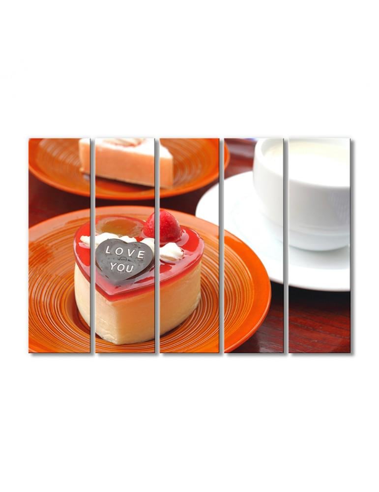 Картина модульная Пирожное сердце 5 модулей 80x120 см