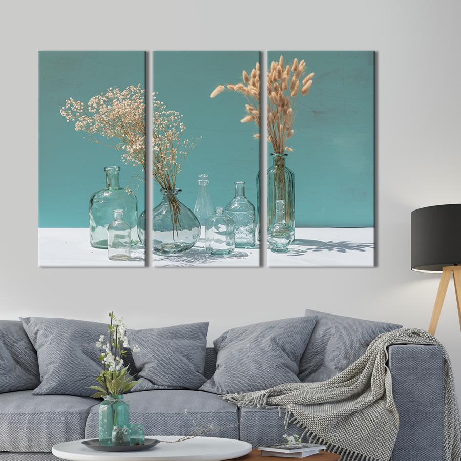 Картина на холсте триптих Букеты из высоких сухих трав 78x48 см (948-31)