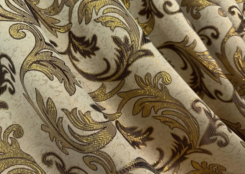 Тканина для штор жакард Завиток 1,45 м Бежевий/Венге/Золотистий (1643ш) - фото 1 Тканина для штор жакард Завиток 1,45 м Бежевий/Венге/Золотистий (1643ш) - фото 1