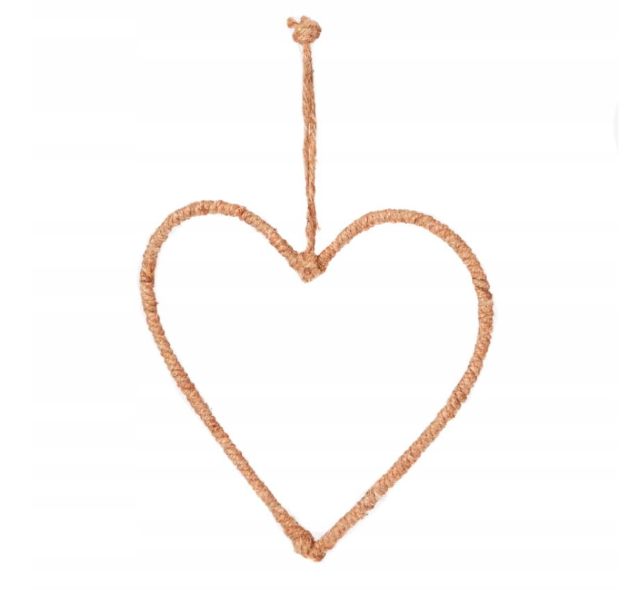 Підвіска у формі серця для ялинки джутова 20 см (B11f)