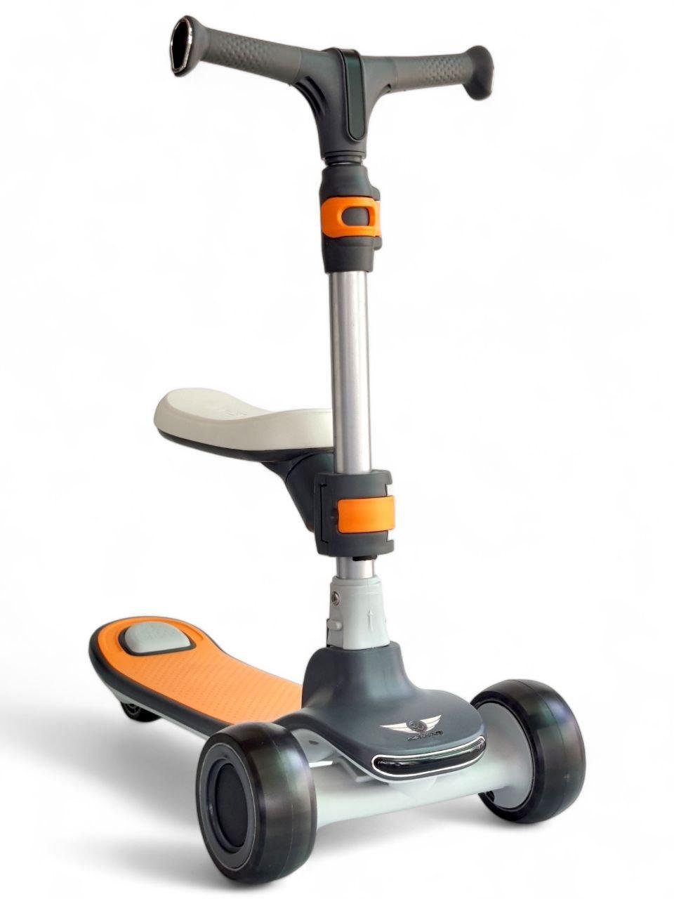 Детский самокат трехколесный Z.Gan MTG009A складной со звуковыми/световыми эффектами Черный (MTG009Ar-s3) - фото 1