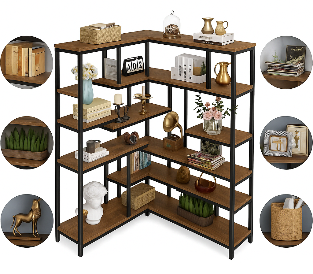 Стеллаж угловой MSM 6-ярусный Коричневый (JW0277) - фото 3 Стеллаж угловой MSM 6-ярусный Коричневый (JW0277) - фото 3