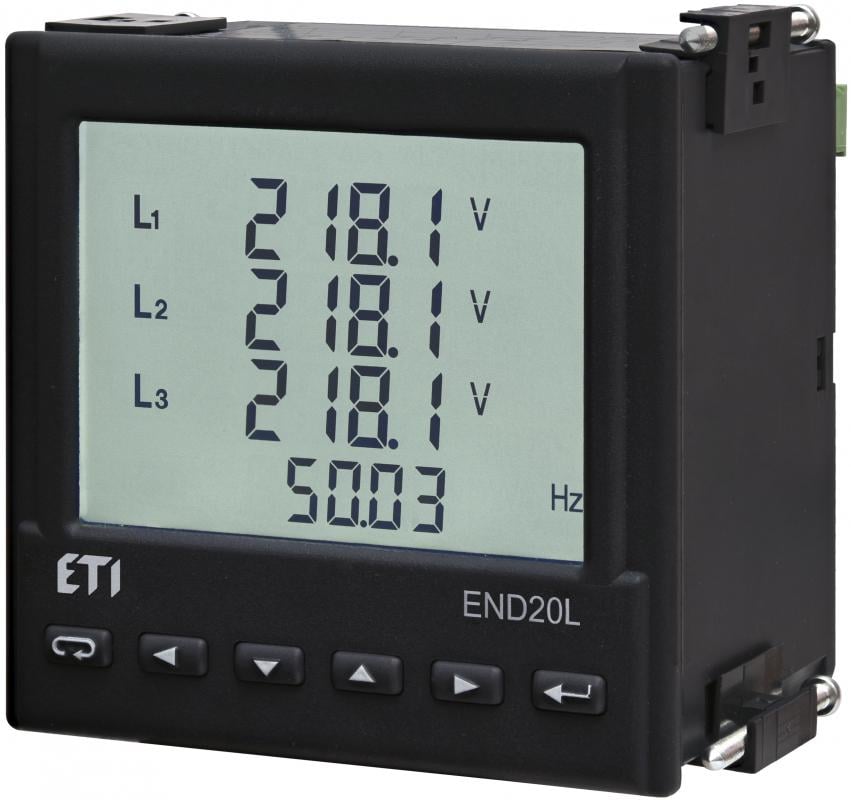 Аналізатор трифазний мережі ETI END20L-RS RS-485 85-253V AC/90-300V DC 96x96 мм (4656950)