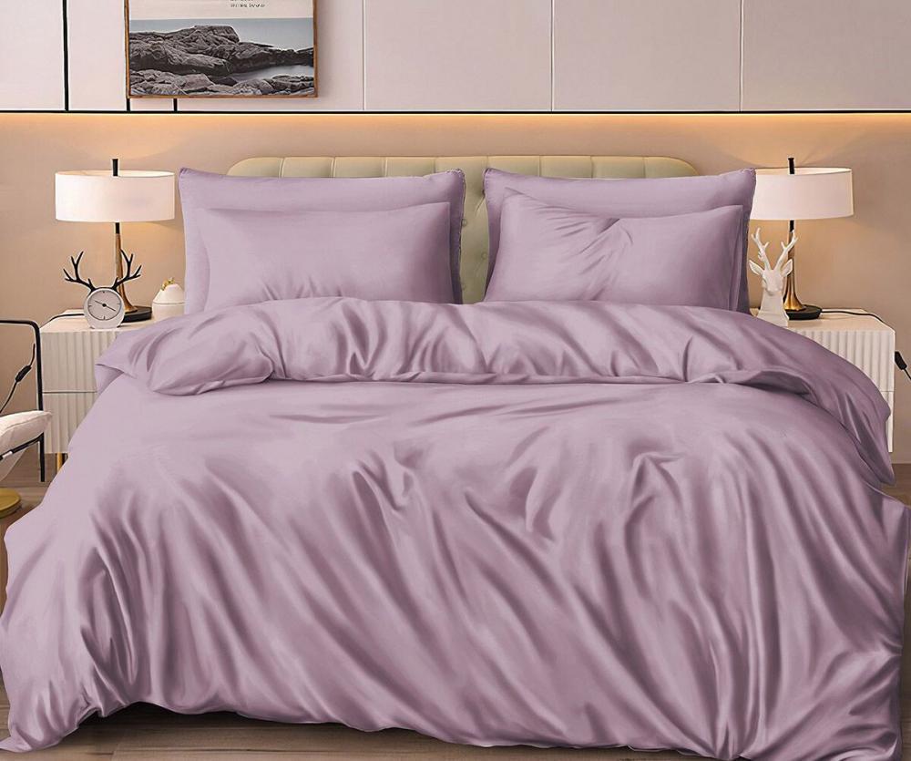 Комплект постельного белья Тон Сливовый ранфорс евро/наволочки 50х70 см (2549)