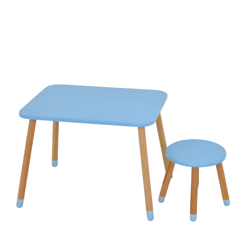 Набор детский прямоугольный столик с табуреткой 04-026BLAKYTN деревянный Синий (150-7-04-026BLAKYTN)