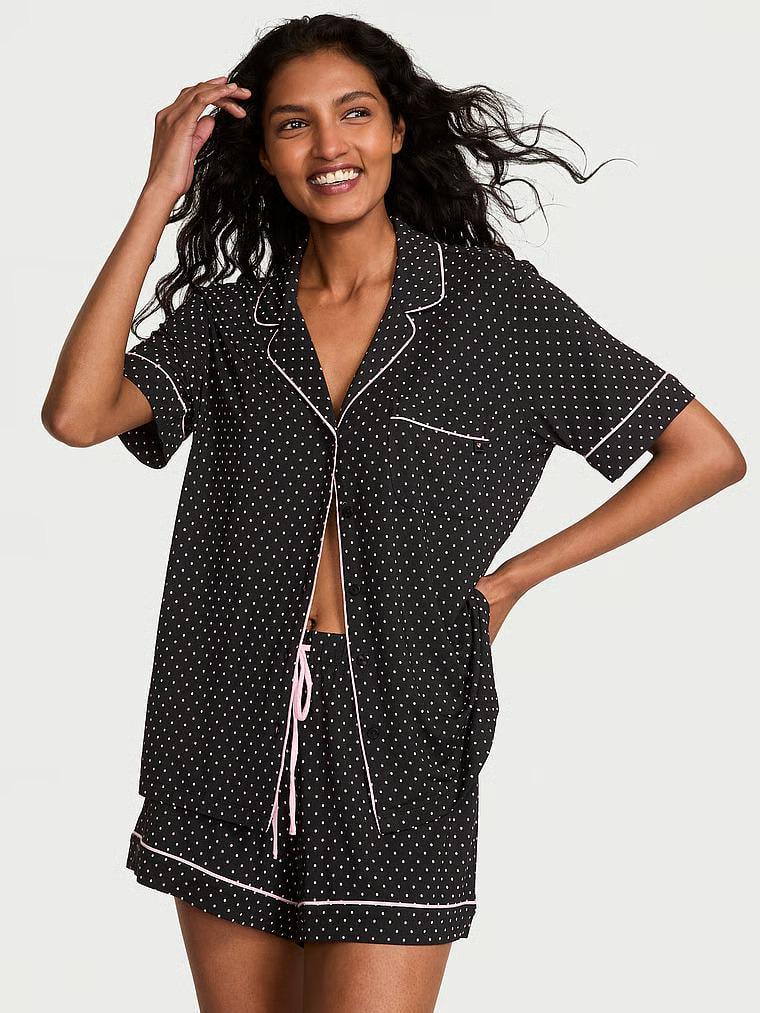 Пижама Victoria's Secret SoSoft Modal Short Pajama Set Black/Pretty Blossom Dot M Черный (27111062)