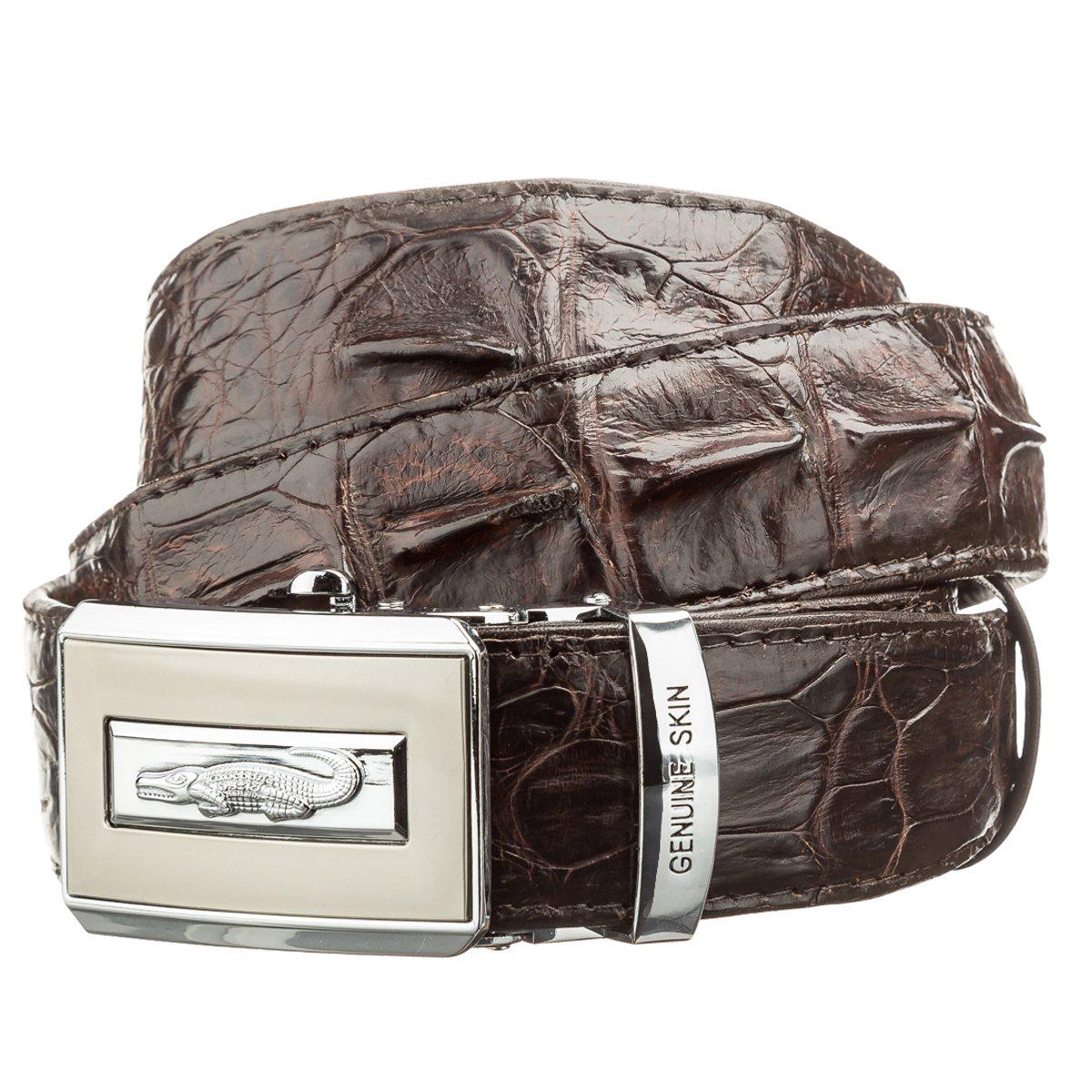 Ремень автоматический Crocodile leather 18606 из натуральной кожи крокодила Коричневый