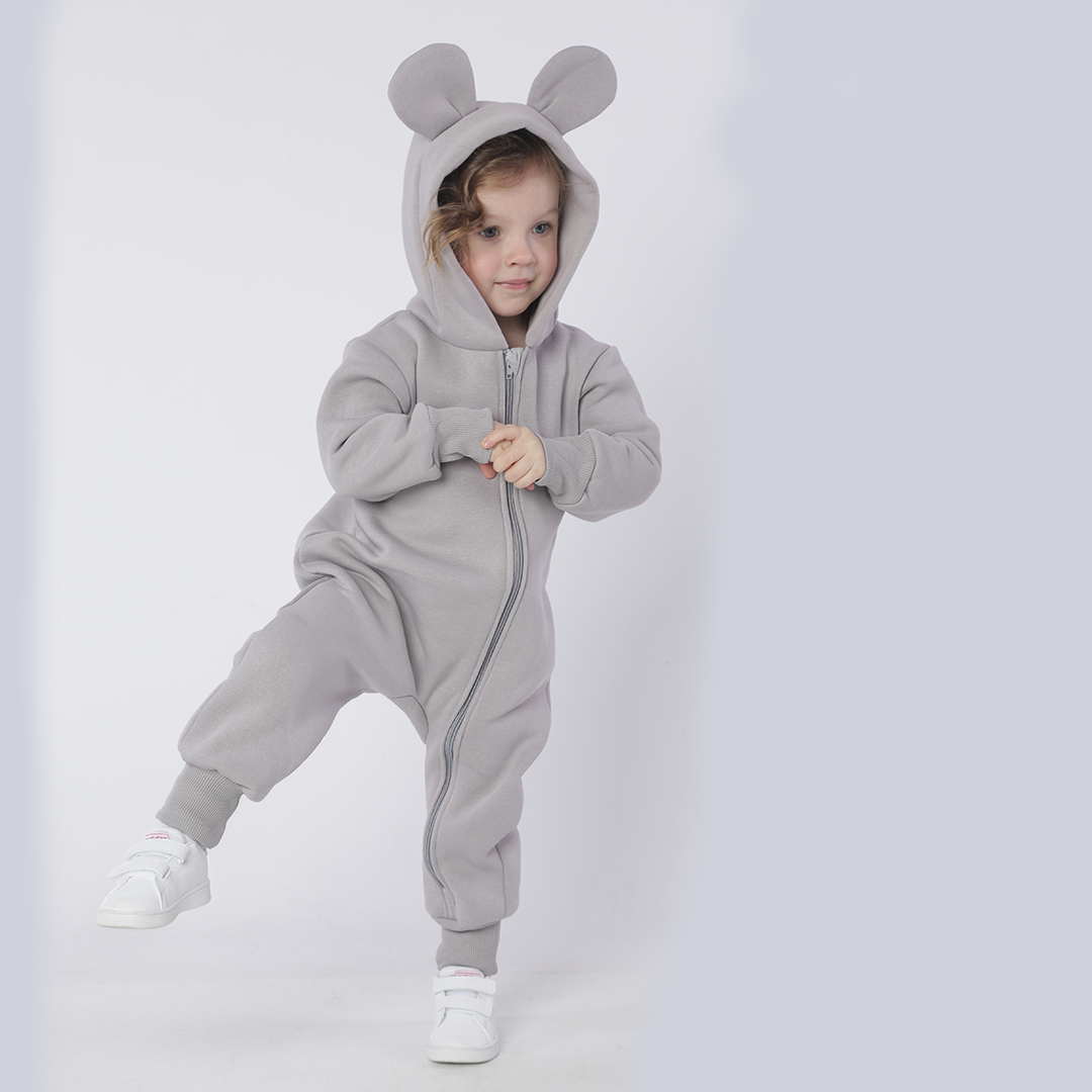 Комбинезон детский BUNNY BOX Микки с ушками триника утепленный р. 80 Серый (16580) - фото 4