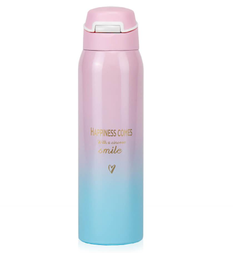 Термос Happiness Comes нержавеющая сталь 500 мл Розово-голубой градиент (2782830773)
