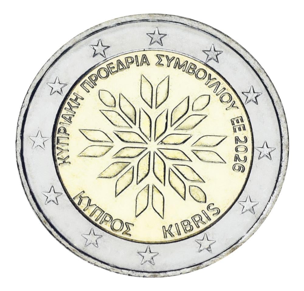 Коллекционная монета Кипр 2 евро 2026 Биметалл UNC Председательство Кипра в Совете ЕС (М25603)