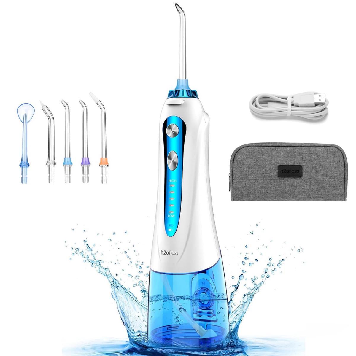 Ирригатор h2ofloss hf-9P портативный 5 насадок Белый (7053)