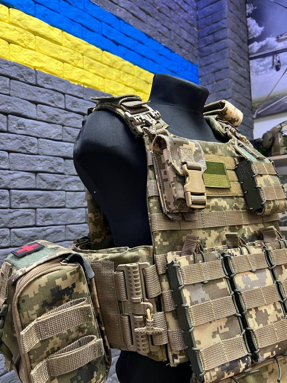 Плитоноска з підсумками під боковий захист швидке скидання 8 підсумків M7 Піксель - фото 2