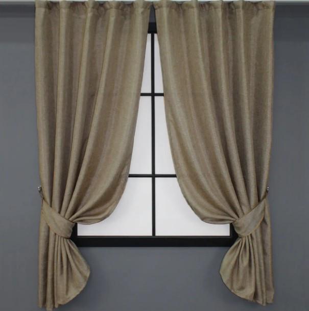 Комплект штор лен/мишковина 1,3x1,7 м 2 шт. Капучино (673ш)