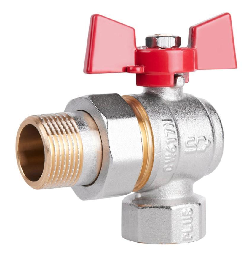 Кран шаровой с американкой Thermo Alliance Standart 3/4" ВН угловой латунь PN40 бабочка (SD222NW20PN40)