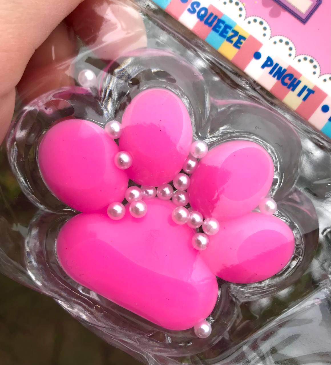 Таба сквиш Лапка антистресс 7 см Прозрачный/Розовый (22428674)