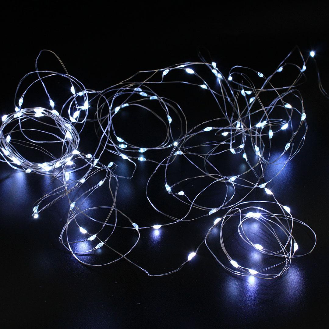 Гирлянда линейная Xmas 100 Led Copper Battery box Белый