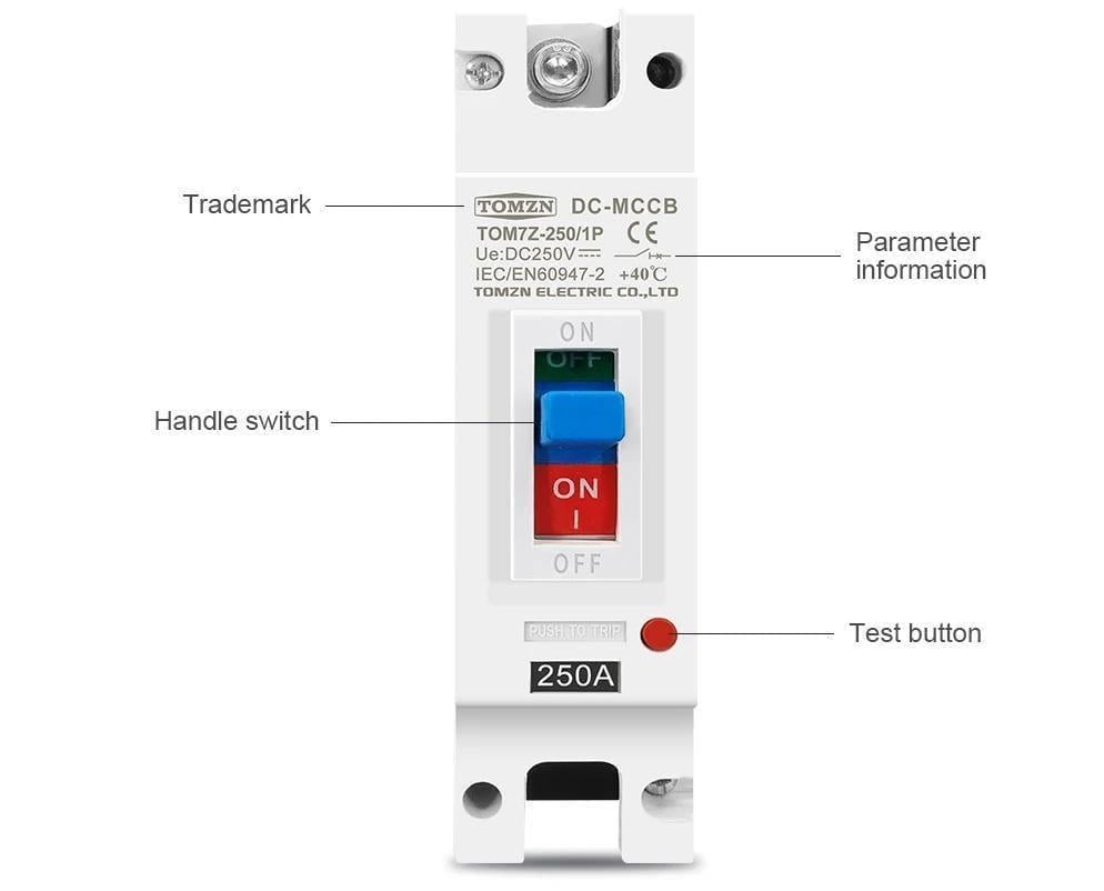 Вимикач постійного струму TOMZN автоматичний DC 100A великорозмірний під болтове під'єднання до 250V (101658506) - фото 3