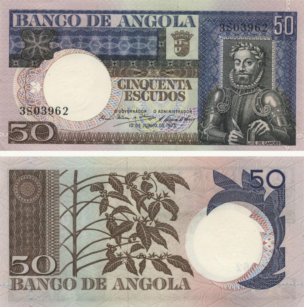 Коллекционная банкнота Ангола 50 эскудо 1973 UNC P105 (Б10153)