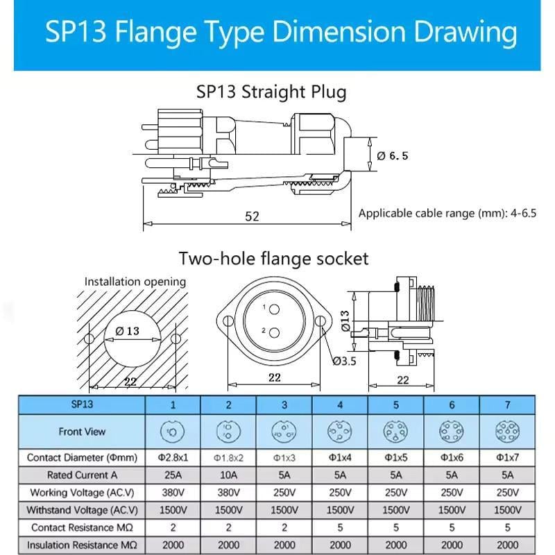 Разъем герметичный SP13 IP68 розетка/штекер на кабель SP13 9F-F-M 9pin 5 А (2735637999) - фото 4 Разъем герметичный SP13 IP68 розетка/штекер на кабель SP13 9F-F-M 9pin 5 А (2735637999) - фото 4