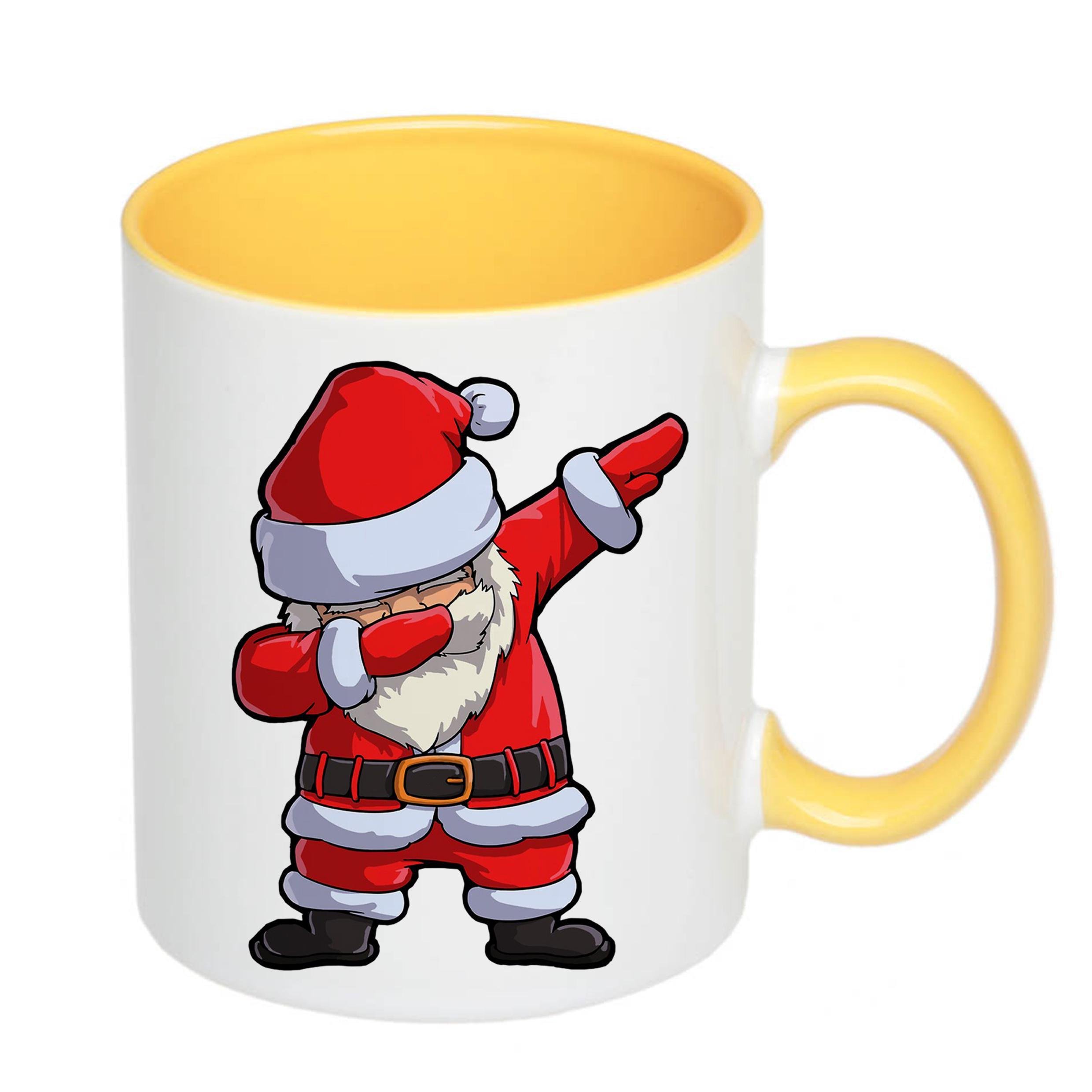 Чашка с новогодним принтом Санта "Санта-Клаус деб" 330 мл Желтый (16635) - фото 1