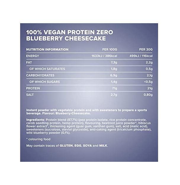 Протеин IronMaxx 100% Vegan Protein Zero 500 g /16 servings/ Blueberry Cheesecake - фото 2