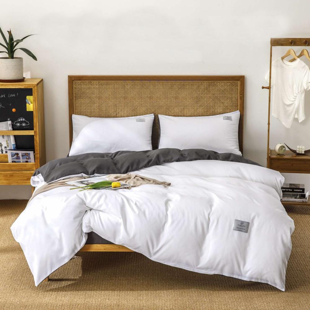 Комплект постельного белья Cotton home Дуэт полуторный Сатин UP-2-15-20-4 Белый с графитовым (DR010257)