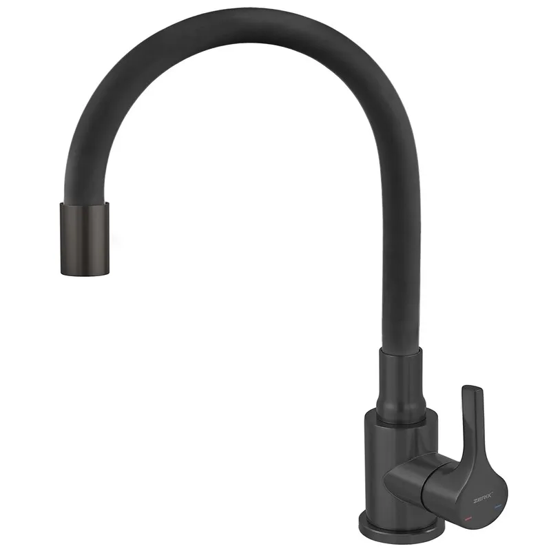 Смеситель для кухни Zerix Rex-011 из нержавеющей стали с силиконовым изливом Black Refl Black (ZX6132) Смеситель для кухни Zerix Rex-011 из нержавеющей стали с силиконовым изливом Black Refl Black (ZX6132)