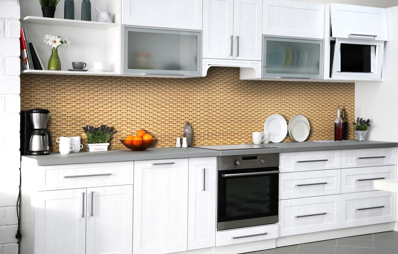 Кухонный фартук Канатное плетение 3Д виниловый самоклеющийся 600х3000 мм Бежевый