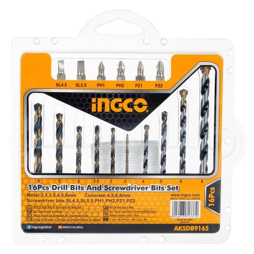 Набір свердел INGCO по металу/бетону/біти 16 шт. (000143263)