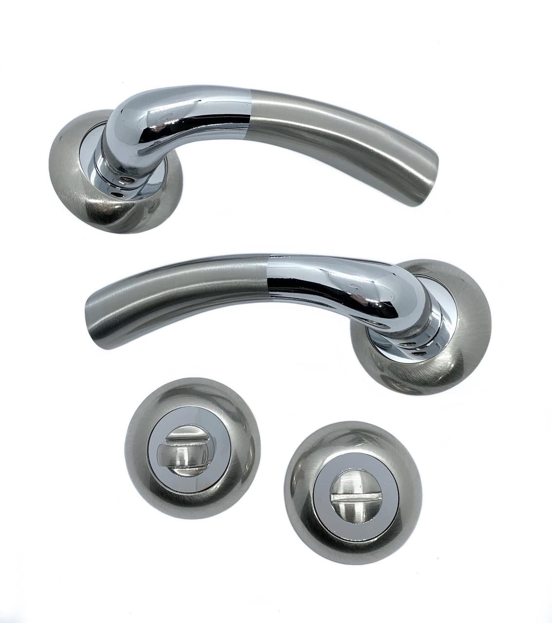 Ручки для дверей з засувкою Vortex AL-102 SN/СР WC