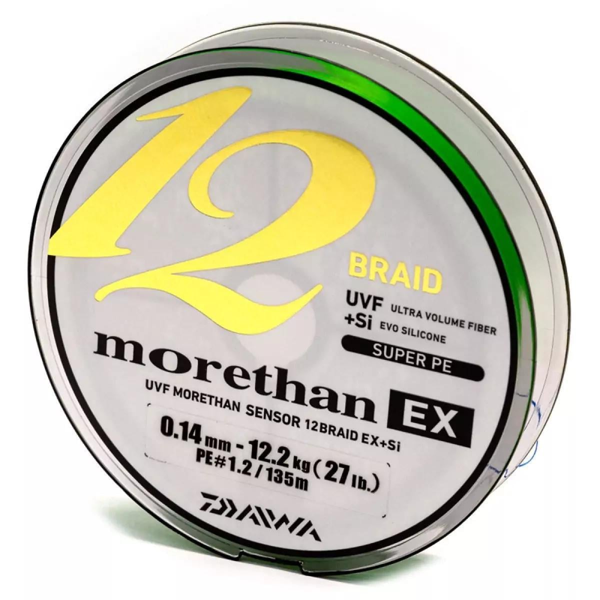 Шнур Daiwa Morethan 12 Braid EX+Si #1,2/0,14 мм 12,2 кг 135m Lime Green (2199490879)
