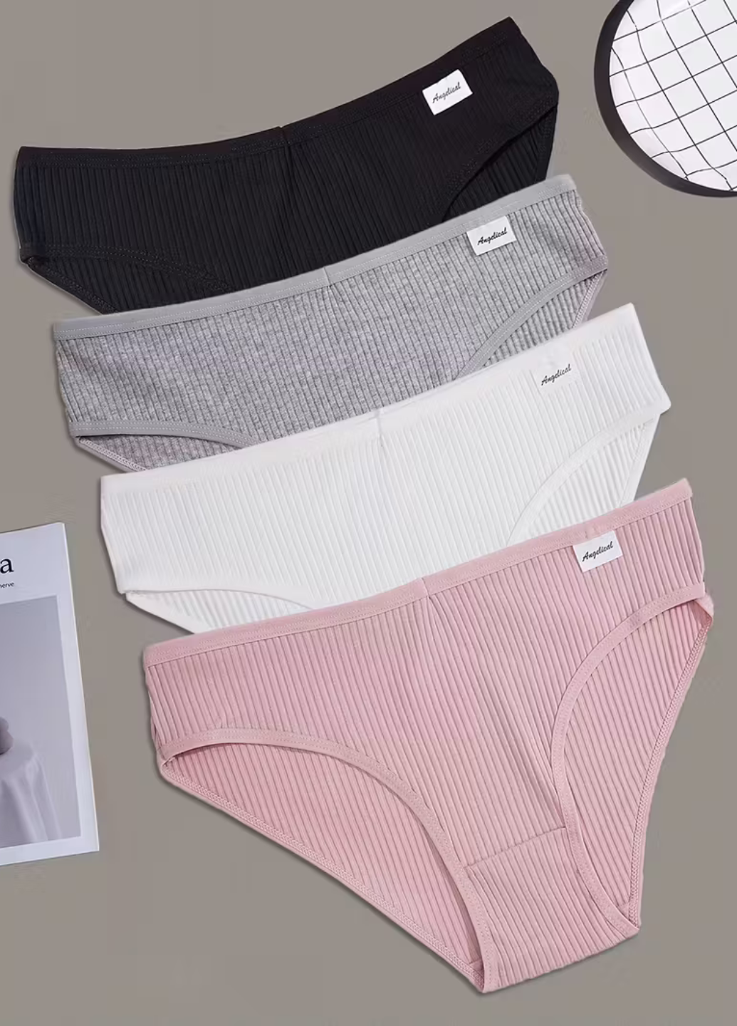 Набор женских трусиков в рубчик слипы однотонные базовые со средней посадкой 4 шт. XL (NB55006/05/03/01/XL)