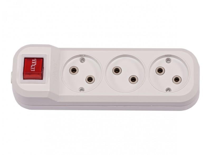 Колодка тримісна Luxel BENEFICE без заземлення з вимикачем (7221)