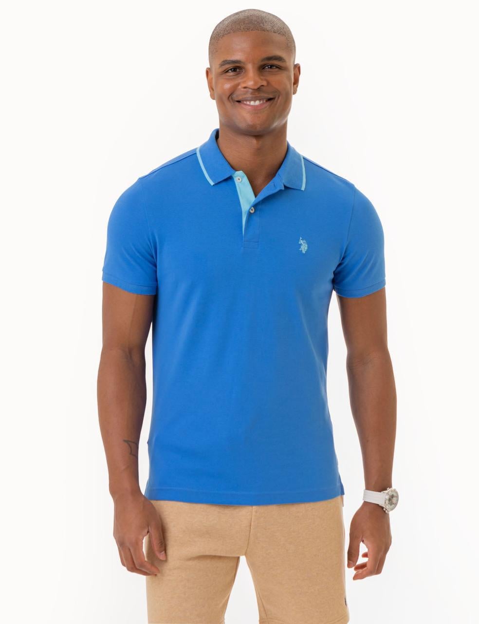 Поло мужское US Polo ASSN SLIM FIT STRETCH PIQUE SOLID POLO XXL Синий (134991928326)
