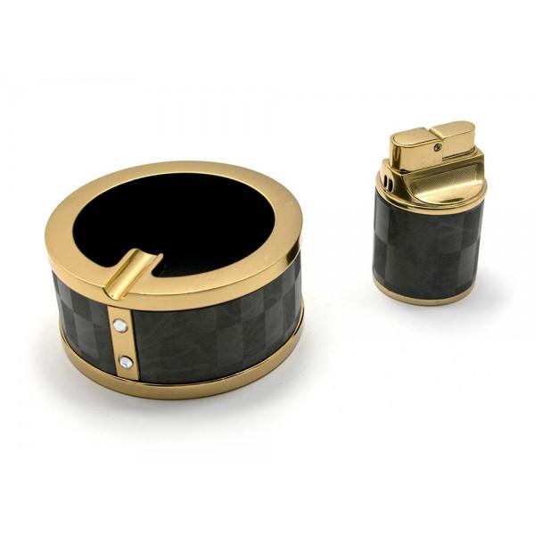 Пепельница Royal Gold и зажигалка настольная 17х12х5 см
