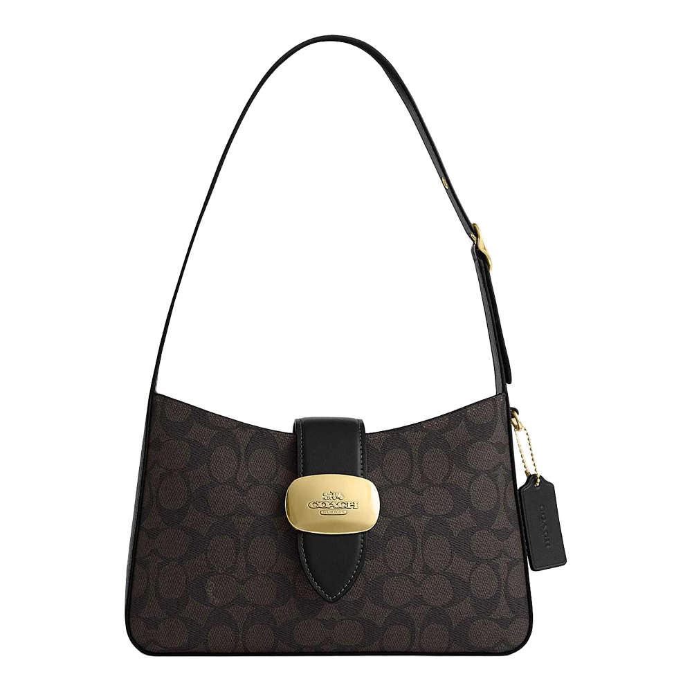 Сумка женская Coach Eliza Shoulder Bag In Signature Canvas Gold/Brown/Black (CH72)