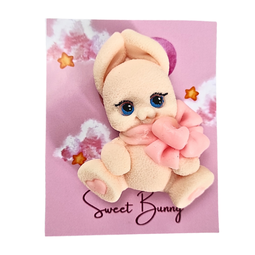 Мыло ручной работы детское Bila Lileya Зайчик с бантом на подложке в пакете (MS-00071)