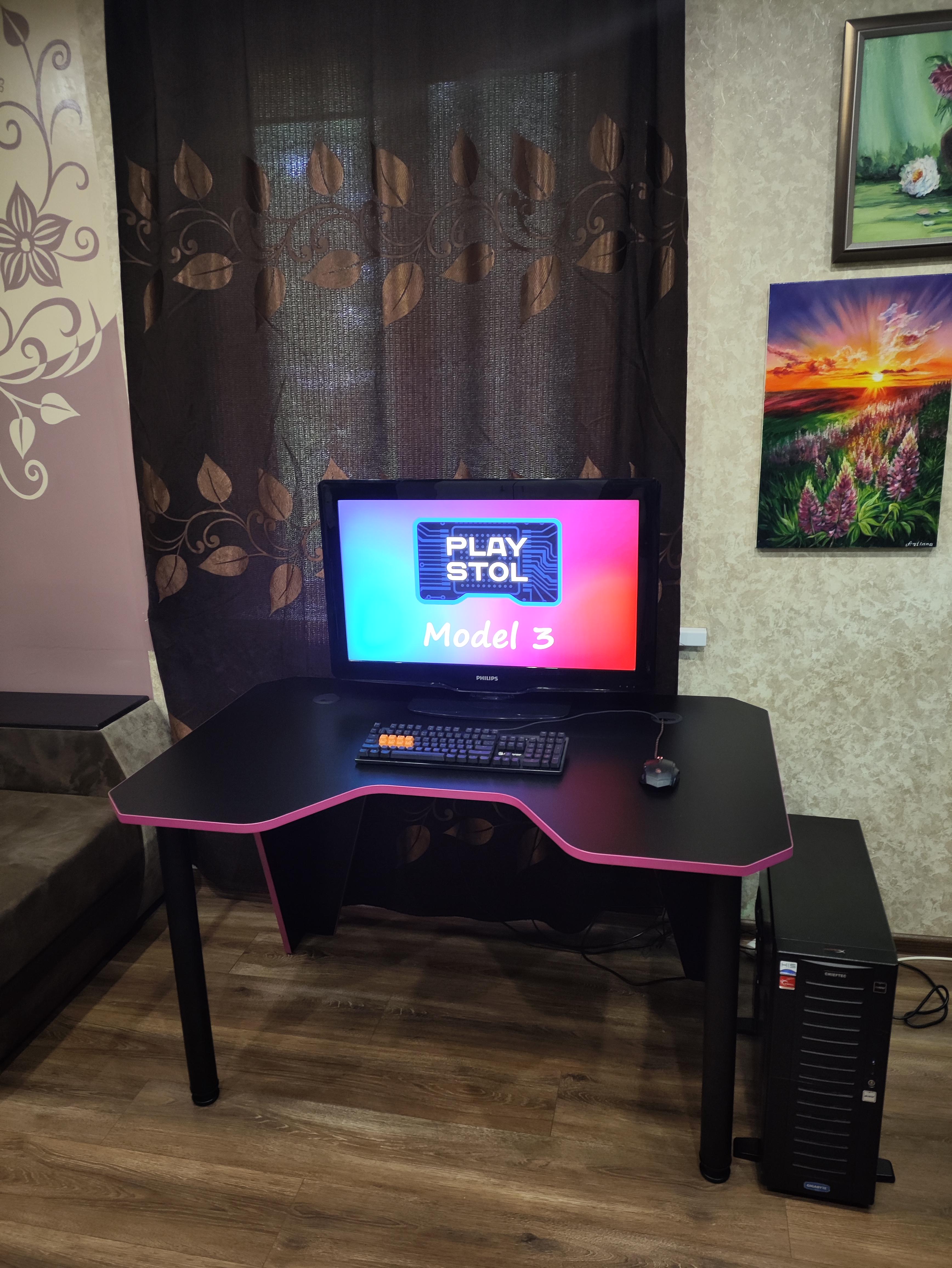 Стол компьютерный геймерский игровой PlayStol Model 3 1300х800х730 мм Черный