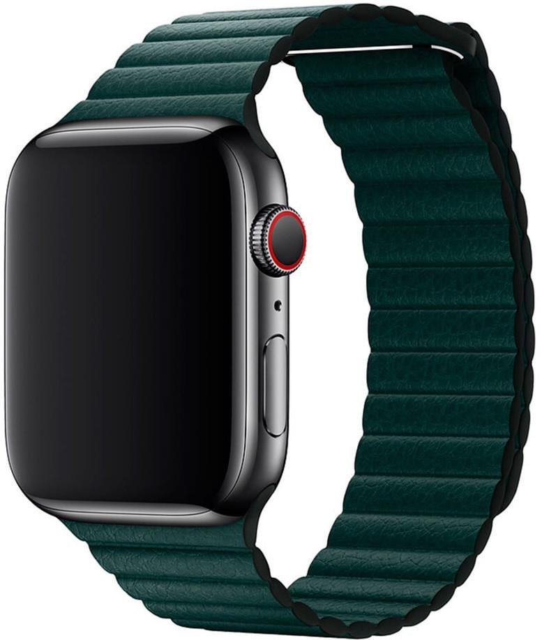 Шкіряний ремінець деви про Elegant Leather Loop for Apple Watch 42/44mm, Forest Green