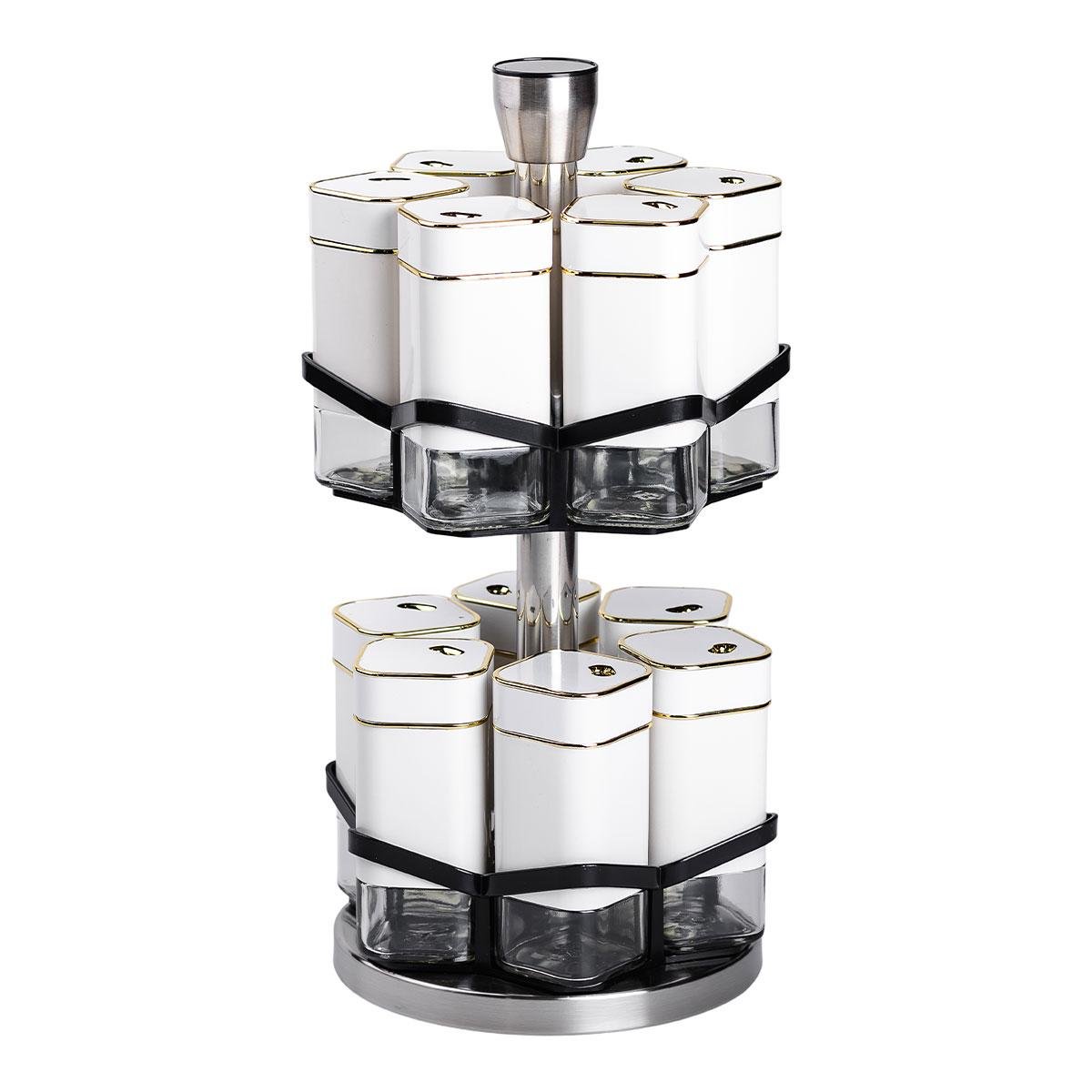 Набор для специй на подставке карусель 120 мл 12 шт. Белый (6036)