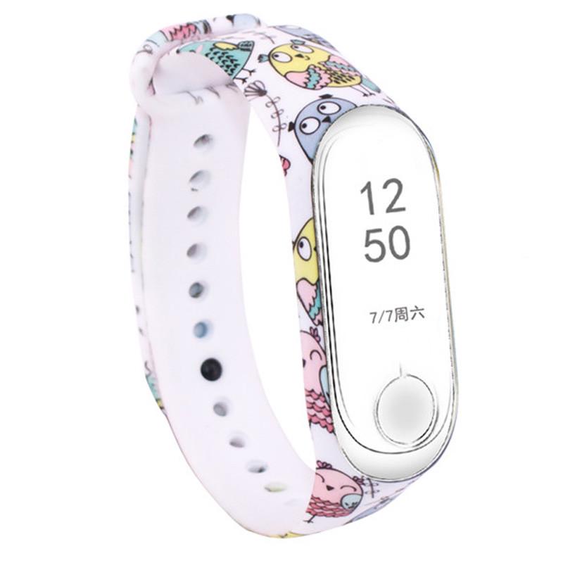 Ремешок силиконовый с рисунком для Xiaomi Mi Band 3/4 White (00000026065_24)